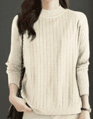 Damen Feinstrickpullover mit attraktivem Rippenmuster und hochgeschlossenem Kragen Drune