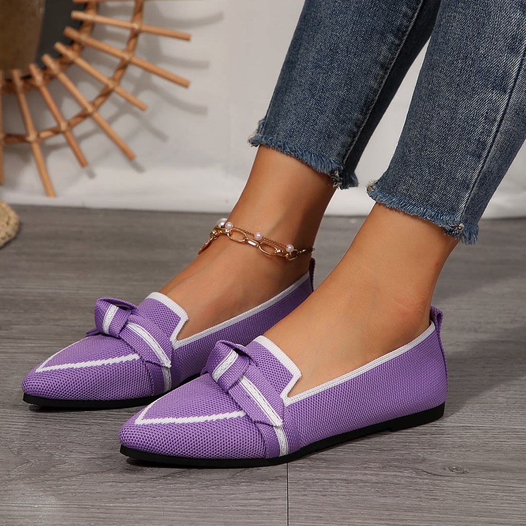 Damen Ballerinas mit modischem Streifendesign und charmantem Schleifenakzent Drune
