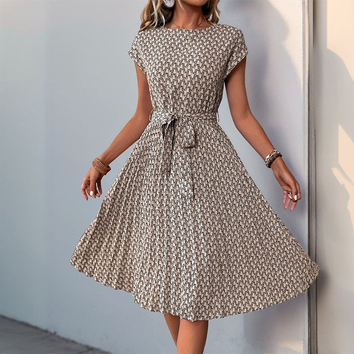 Damen Midikleid mit asymmetrischem Saum und dekorativem Bindegürtel Drune