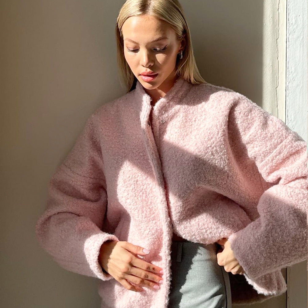 Damen Kuschelige Fleecejacke mit Taschen und elastischem Saum Drune
