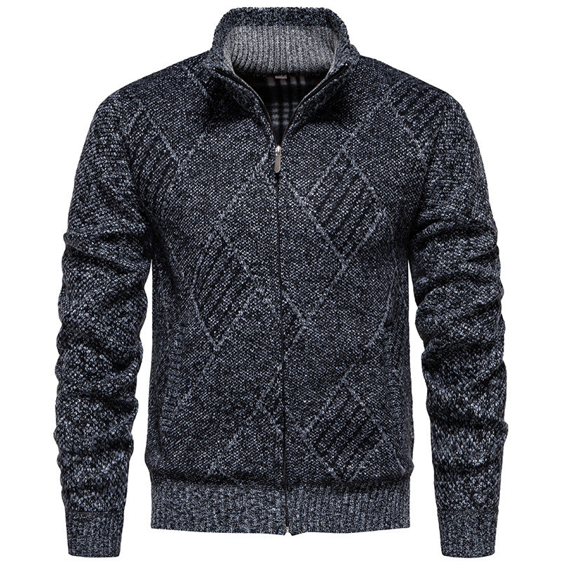 Herren modischer Strickjacke mit Stehkragen und einzigartigem Zopfdesign Drune