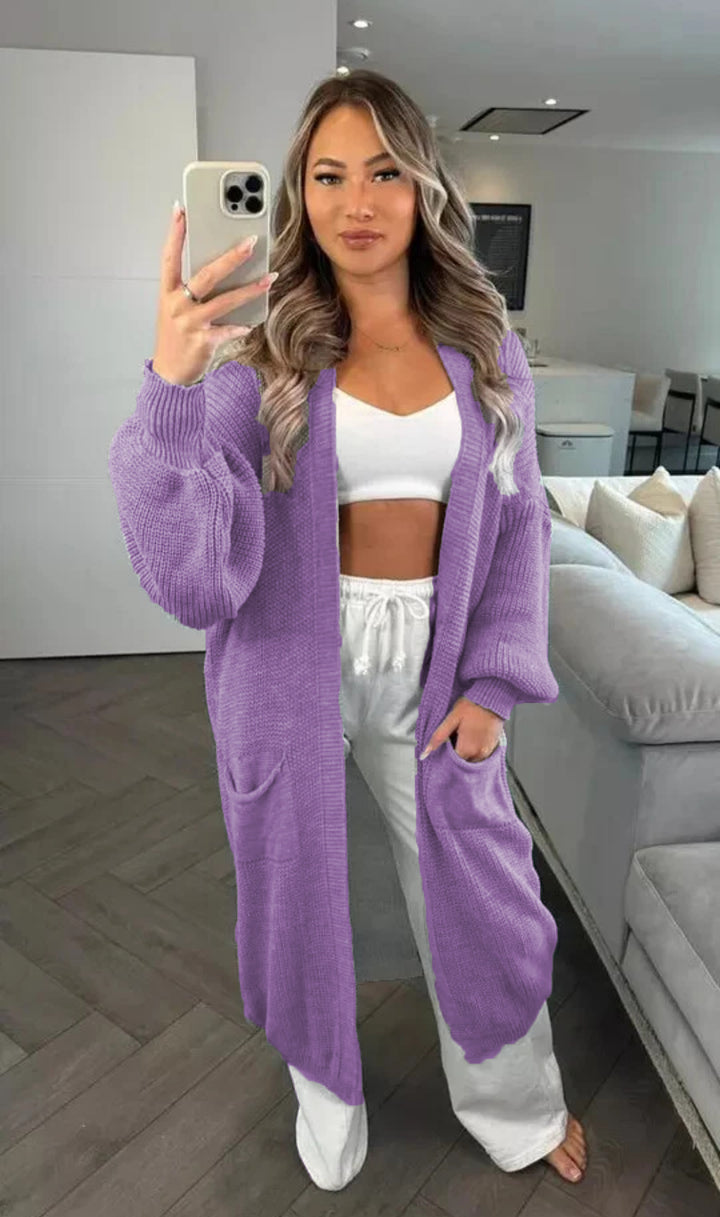 Damen Großer Strickcardigan mit offenem Schnitt und praktischen Taschen Drune