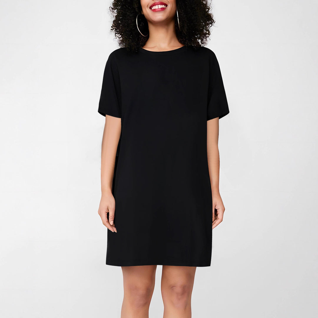 Damen T-Shirt-Kleid im lässigen Schnitt mit Rundhalsausschnitt Drune