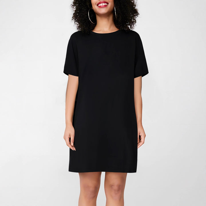 Damen T-Shirt-Kleid im lässigen Schnitt mit Rundhalsausschnitt Drune