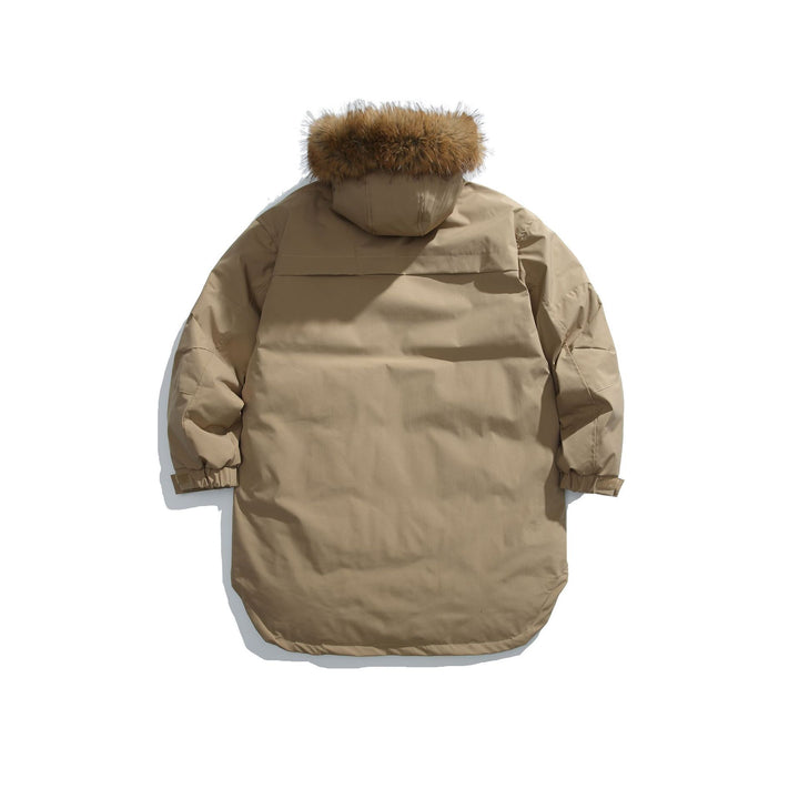 Herren Gefütterter Winterparka mit abnehmbarer Kunstfellkapuze Drune