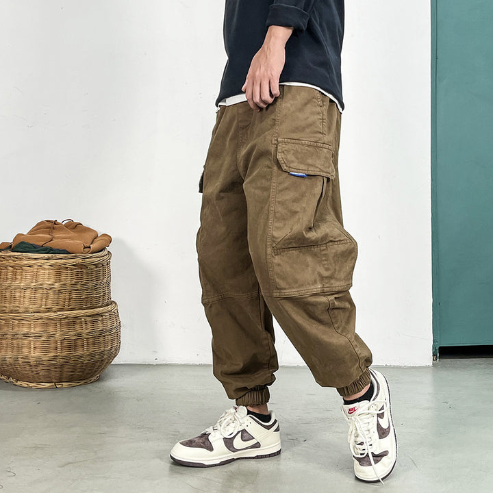 Herren Cargohose im Camouflage-Utility-Stil mit geradem Bein und robustem Canvas Drune