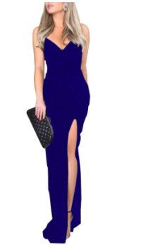 Damen Glamouröses Abendkleid mit tiefem V-Ausschnitt und seitlichem Schlitz Drune