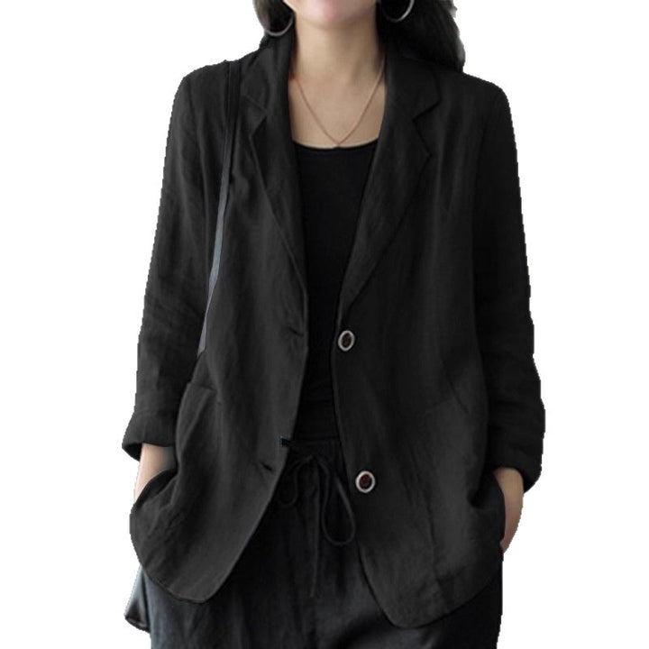 Damen Leinenblazer im lässigen Stil mit lockerer Passform und aufgesetzten Taschen Drune