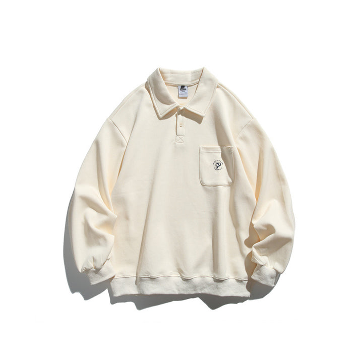 Unisex Relaxed-Fit Polokragen-Sweatshirt mit Brusttasche und feiner Ponte-Struktur Drune