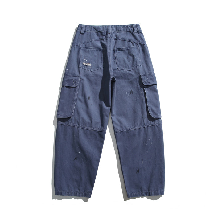 Herren Cargo-Hose im Used-Look mit Distressed-Details und aufgesetzten Klappentaschen Drune