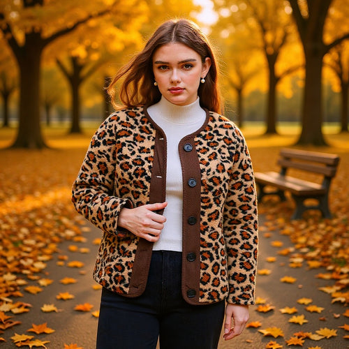 Damen Wärmeisolierte Leopardenmusterjacke Drune