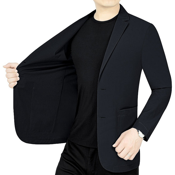 Herren legerer elastischer Sommerblazer mit dreiviertelärmeln und schlanker Passform Drune