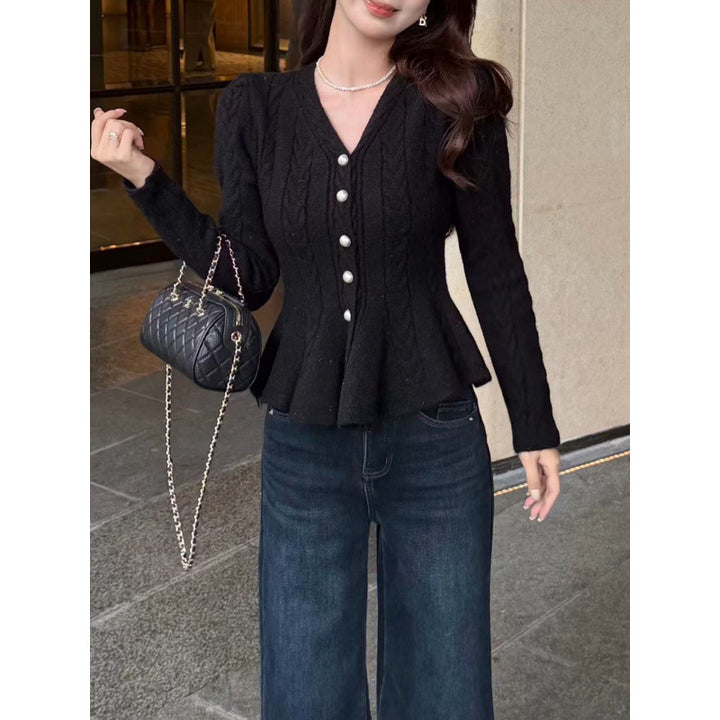 Damen Strickjacke mit tailliertem Schnitt und Zopfmuster Drune