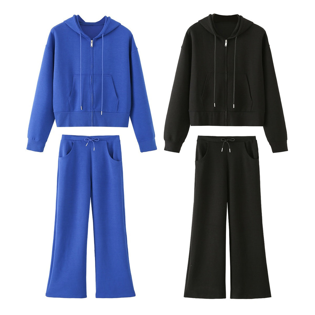 Damen Weite Lounge-Hose mit hohem Bund, Tunnelzug und Eingrifftaschen Drune