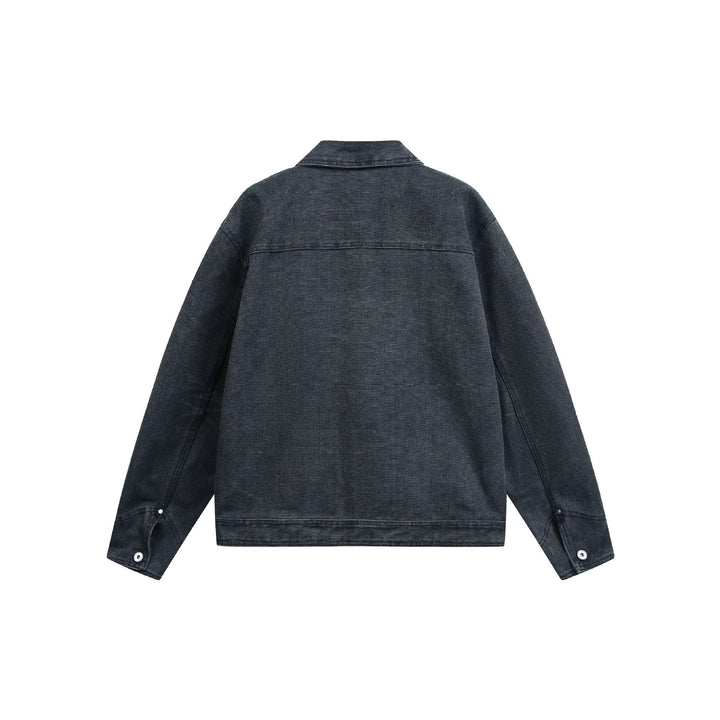 Unisex Kurz geschnittene Jeansjacke im Boxy‑Cut mit Pattentaschen und Used‑Effekt Drune