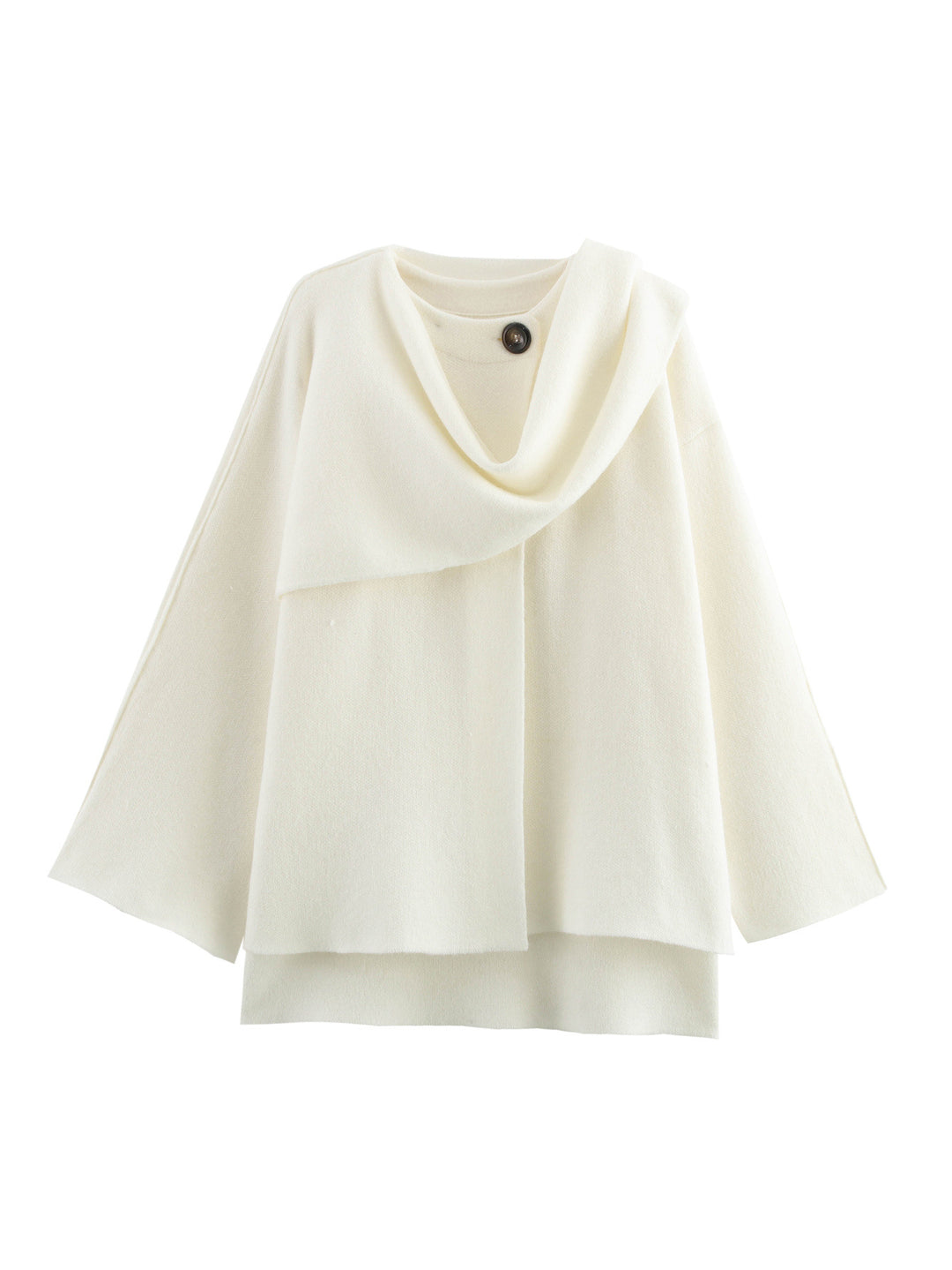 Damen Cape mit asymmetrischem Fall, Stehkragen und Wollmix Drune