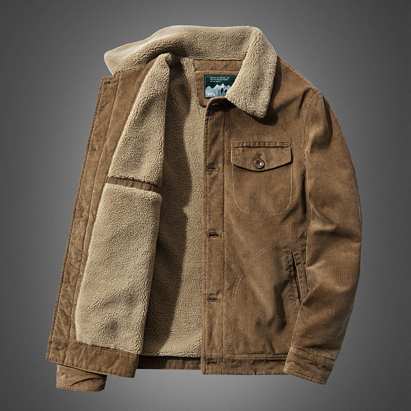 Herren Lässige Cordjacke mit Teddyfutter Drune