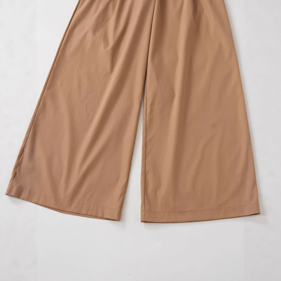 Damen Hochtaillierte Palazzo-Hose mit Bundfalten und Taillengürtel Drune