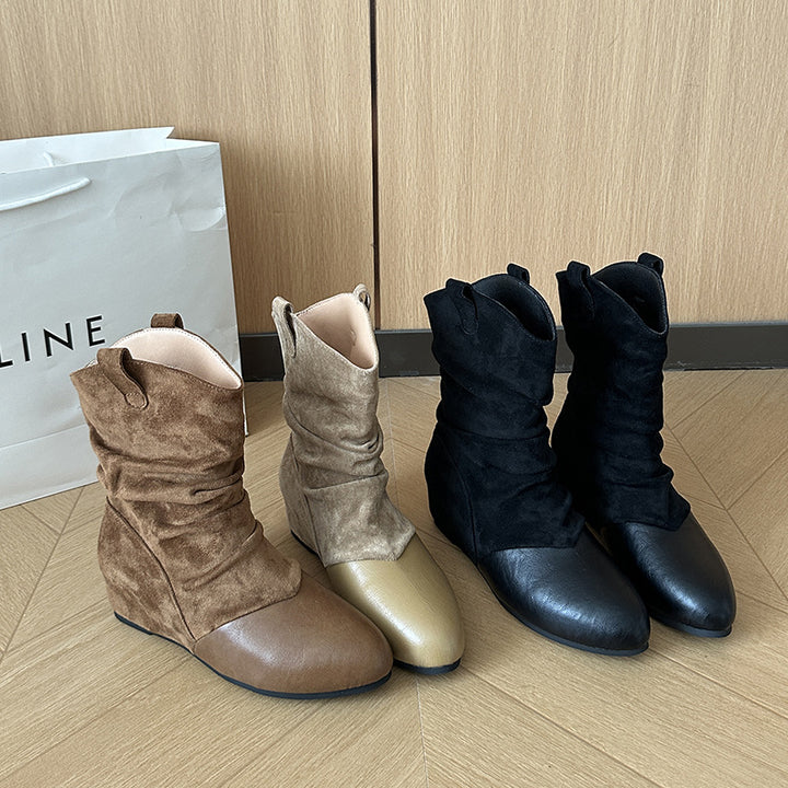 Damen Modische Stiefeletten mit schickem Falten-Design Drune