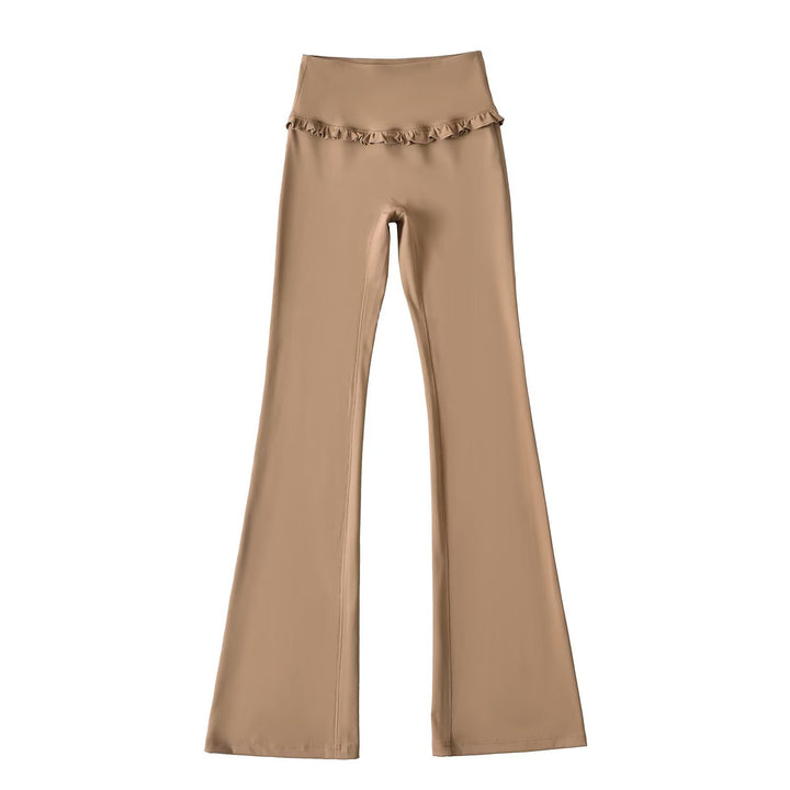 Damen Hochtaillierte Bootcut-Leggings mit Rüschendetails Drune
