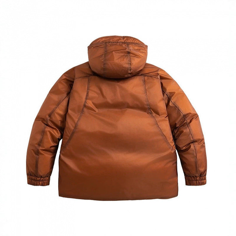 Unisex Oversize wattierte Kapuzenjacke mit schrägen Reißverschlusstaschen und verstellbarem Saum Drune