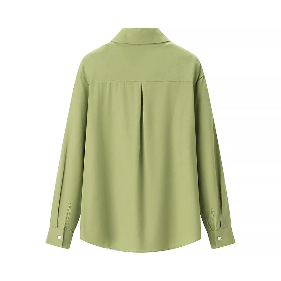 Damen nan lässige oversized Boyfriend-Bluse mit Hemdkragen, verdeckter Knopfleiste und abgerundetem Saum Drune