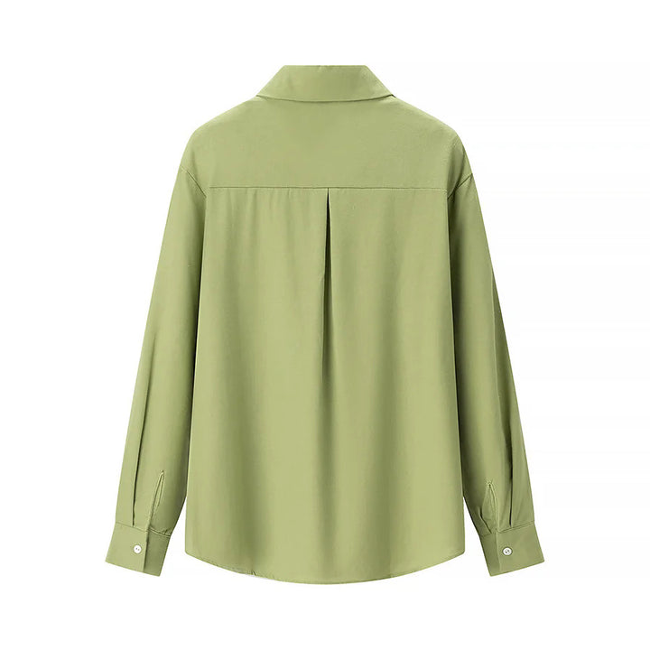 Damen nan lässige oversized Boyfriend-Bluse mit Hemdkragen, verdeckter Knopfleiste und abgerundetem Saum Drune