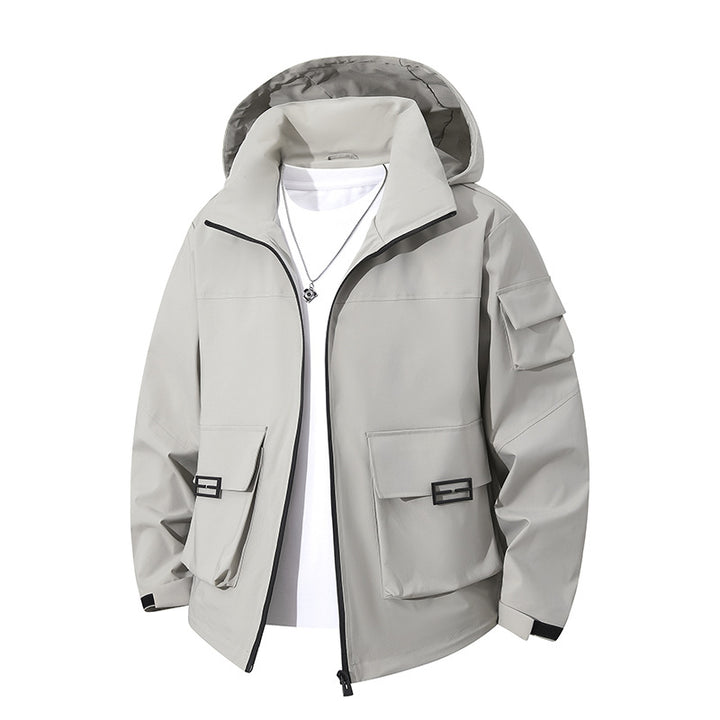 Herren Technische Utility-Kapuzenjacke mit Mehrfach-Pattentaschen und windabweisendem Softshell Drune