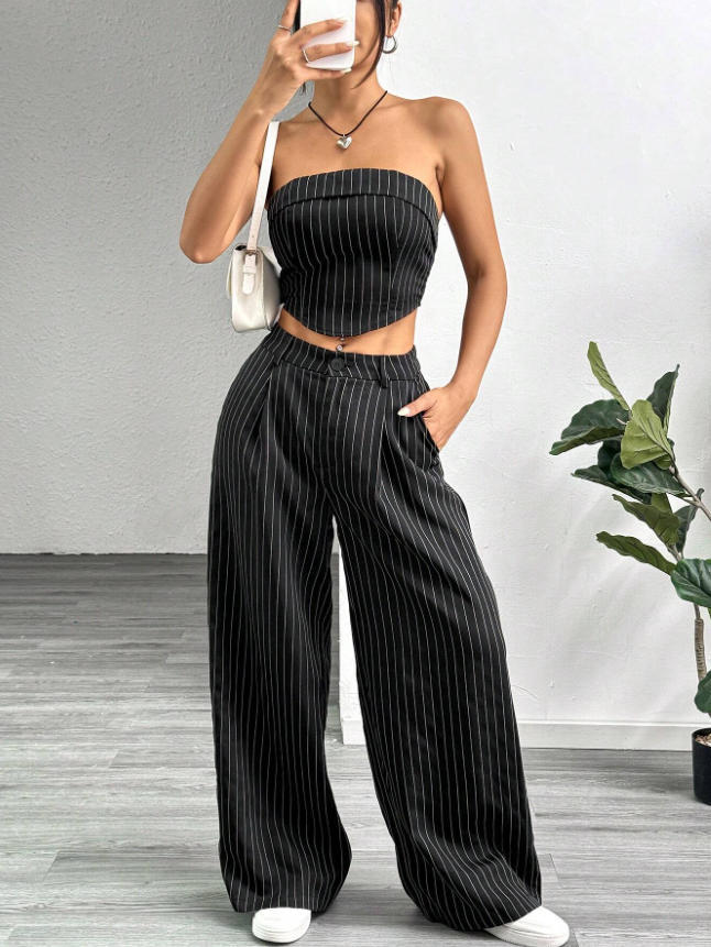 Damen elegantes und luftiges Set mit Streifenmuster Drune