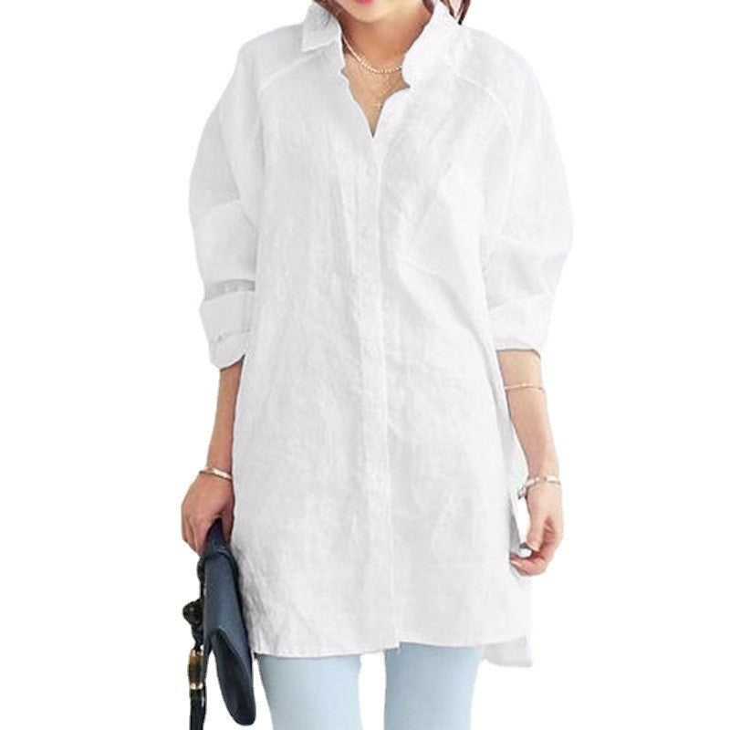 Damen Oversized Leinen Button-Up Tunika Drune