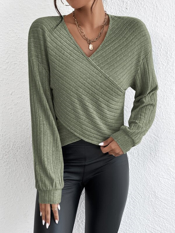 Drune | V-Ausschnitt-Crossover-Pullover Für Mühelosen Stil Für Frauen