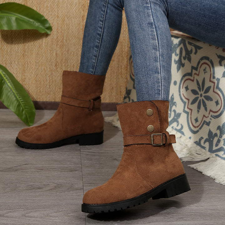 Damen modische Stiefel mit stylishen Schnallen und trendigem Design Drune