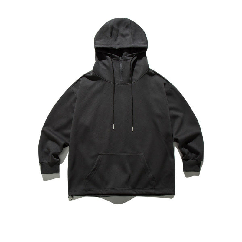 Unisex Oversize-Kapuzenpullover mit Halbreißverschluss und Kängurutasche Drune