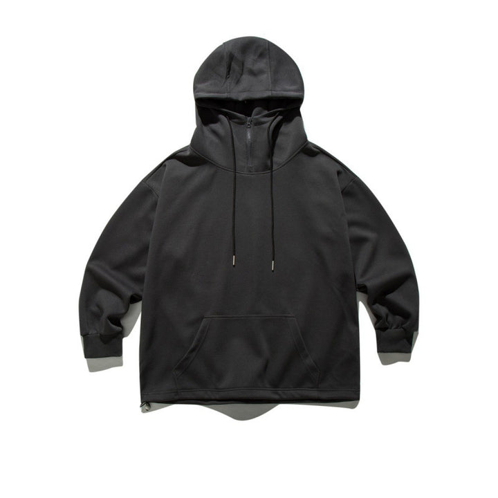 Unisex Oversize-Kapuzenpullover mit Halbreißverschluss und Kängurutasche Drune