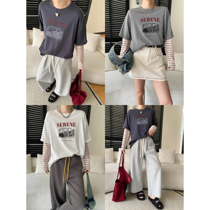 Damen lässige Palazzohose aus weichem Jersey mit praktischen Taschen Drune