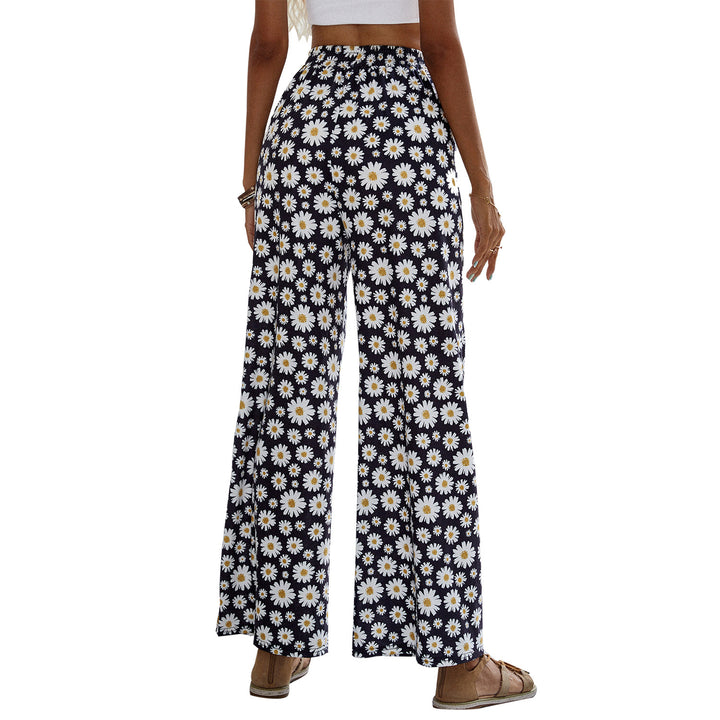 Damen weite Sommerhose mit floralem Design und elastischem Bund Drune