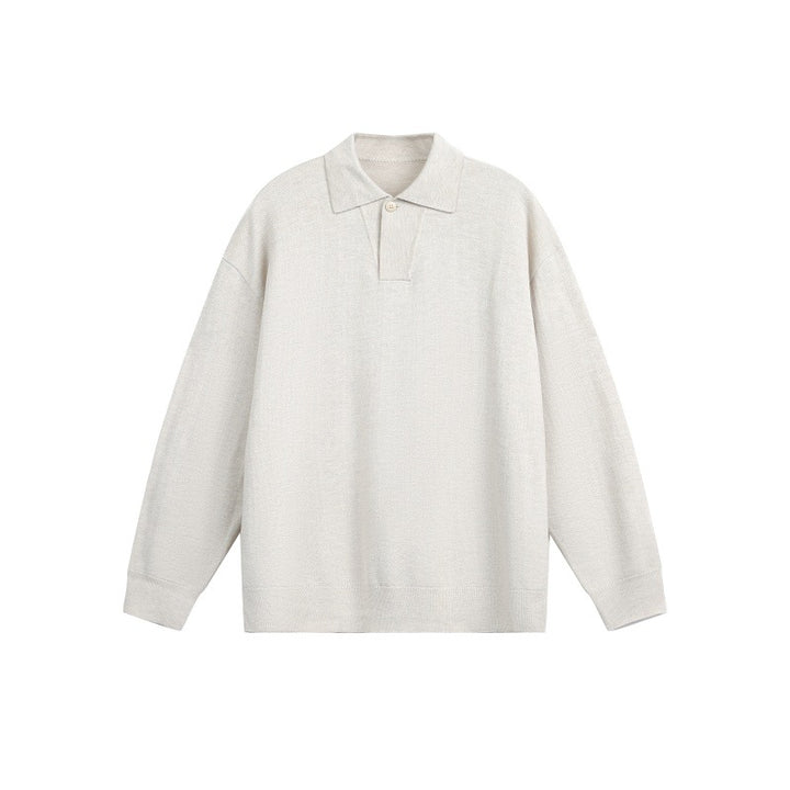 Herren Lockerer Strick-Polo-Pullover mit Knopfblende und Oversize-Schnitt Drune