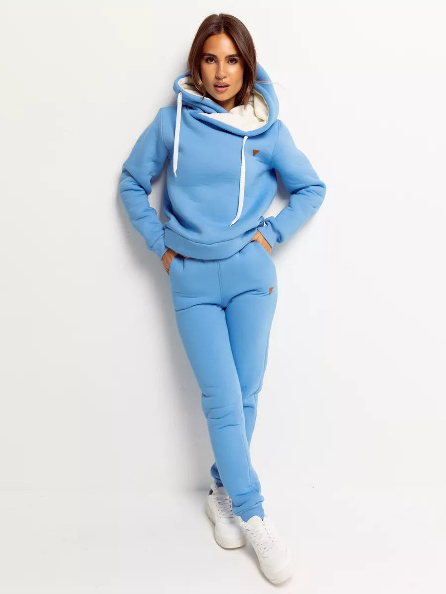 Damen Loungewear-Set mit Schalkragen-Hoodie und taillierter Jogginghose Drune