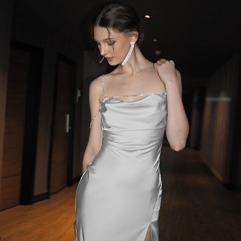 Damen Elegantes Maxikleid mit verführerischem Schlitz und trägerlosem Design Drune