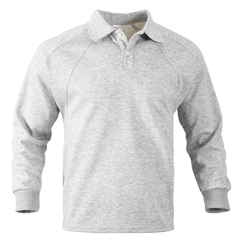 Herren Polo-Sweatshirt mit Raglanärmeln, Halbknopfleiste und Rippbündchen Drune