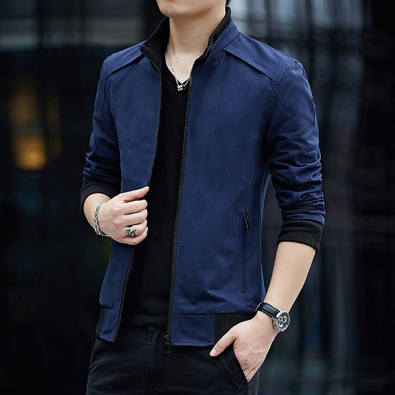 Herren Modische Freizeitjacke mit Stehkragen Drune