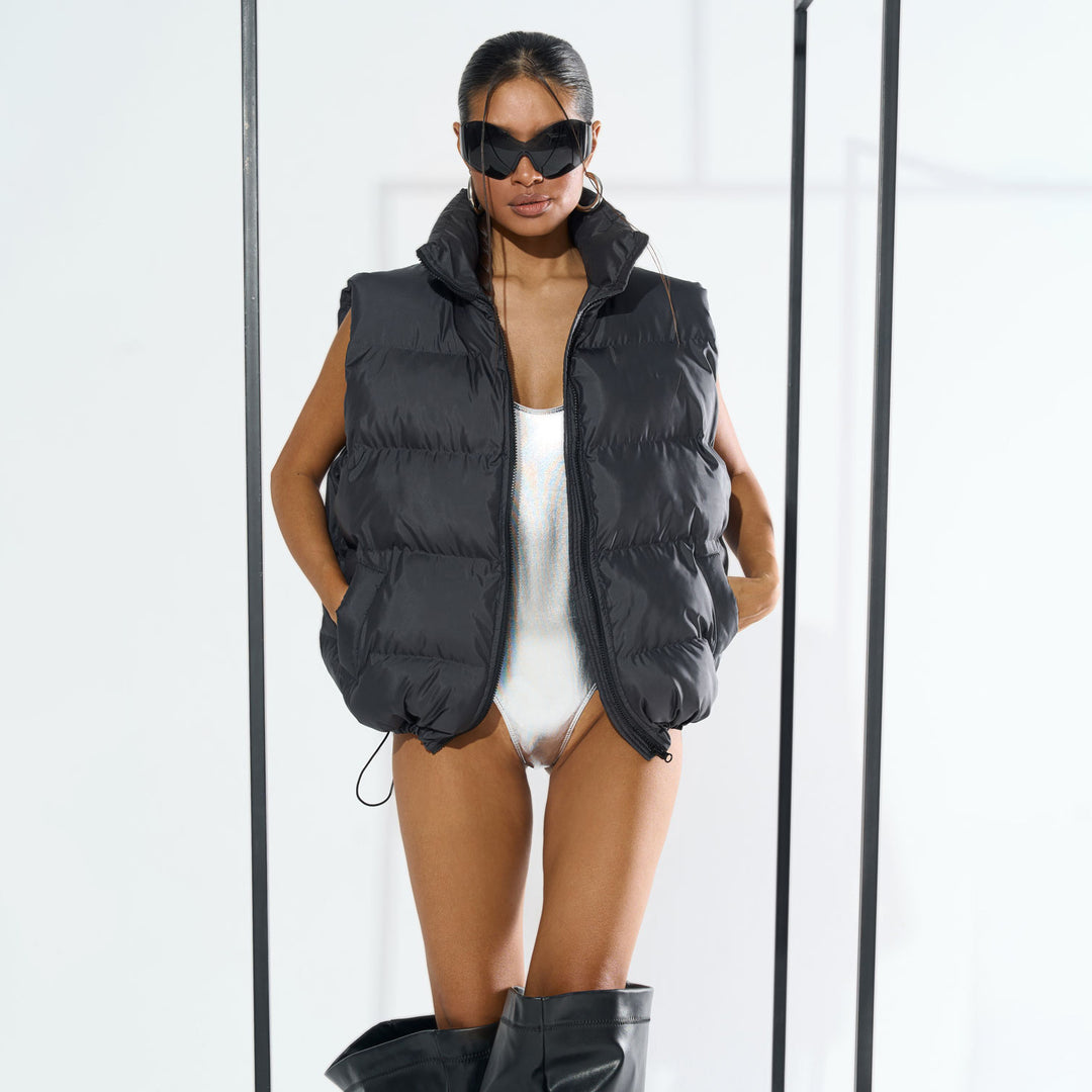 Damen Puffer-Weste mit hohem Kragen und trendy Schnitt Drune