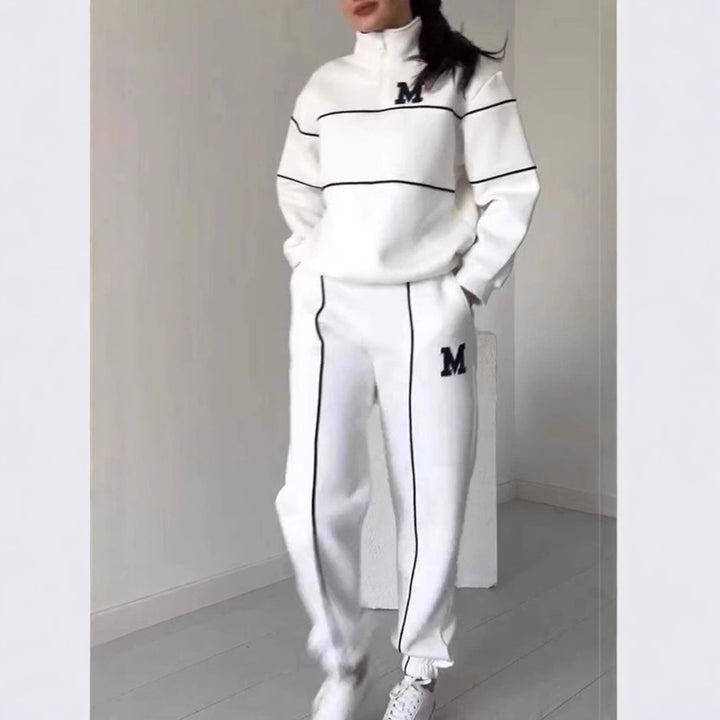 Damen sportliches Fleece-Anzugset mit Stehkragen und praktischen Taschen Drune