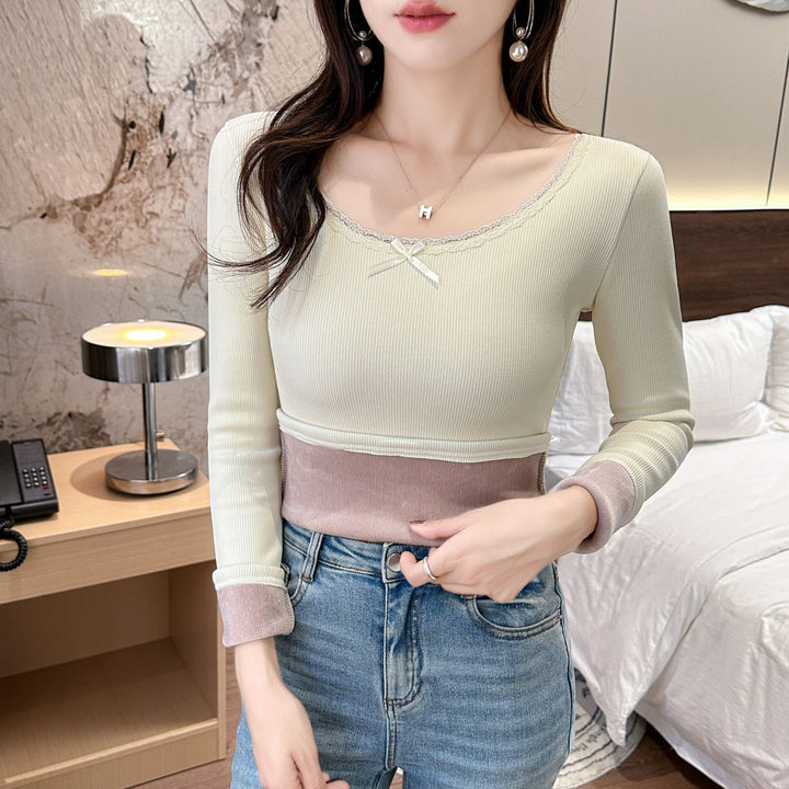 Damen Langarmshirt mit elegantem Spitzendetail Drune