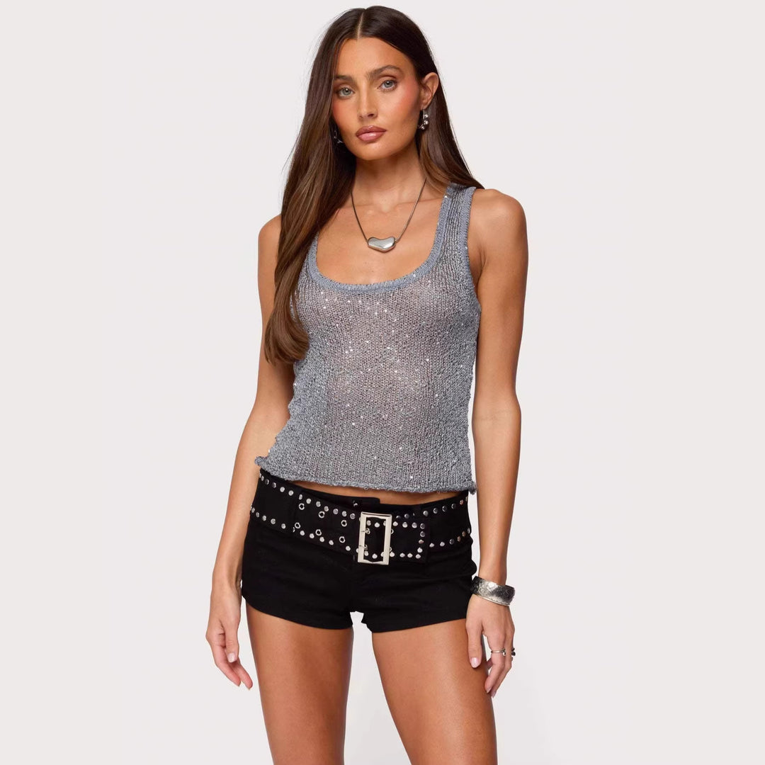 Damen Glamouröses Glitzer-Tanktop Drune