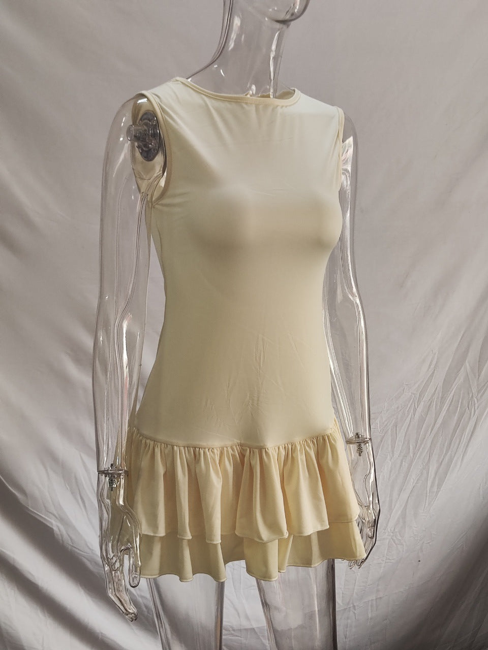 Damen Verspielt Minikleid mit voluminösen Rüschen und schickem Schnitt Drune