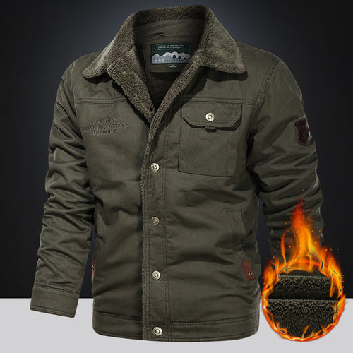 Herren nan gefütterte Canvas-Fieldjacke mit Teddyfutter, Brustklappe und Druckknopffront Drune