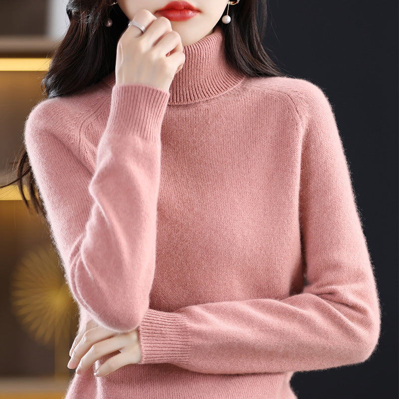 Damen Weicher Hochkragen-Pullover aus flauschigem Wollmix mit Raglanärmeln Drune