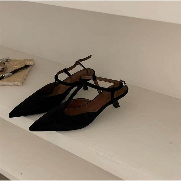 Damen spitze Slingback Ballerinas aus weichem Veloursleder Drune