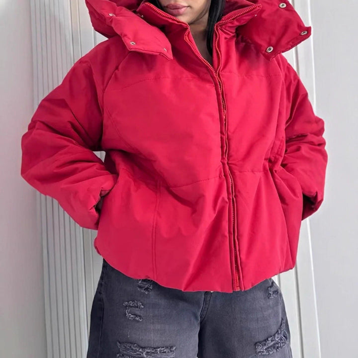 Steppjacke Damen modisch mit abnehmbarer Kapuze und Taschen